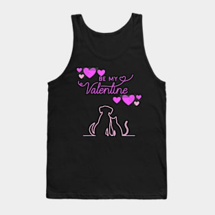 Be My Valentine Dog and Cat, Romance, Romantic Valentines Tank Top